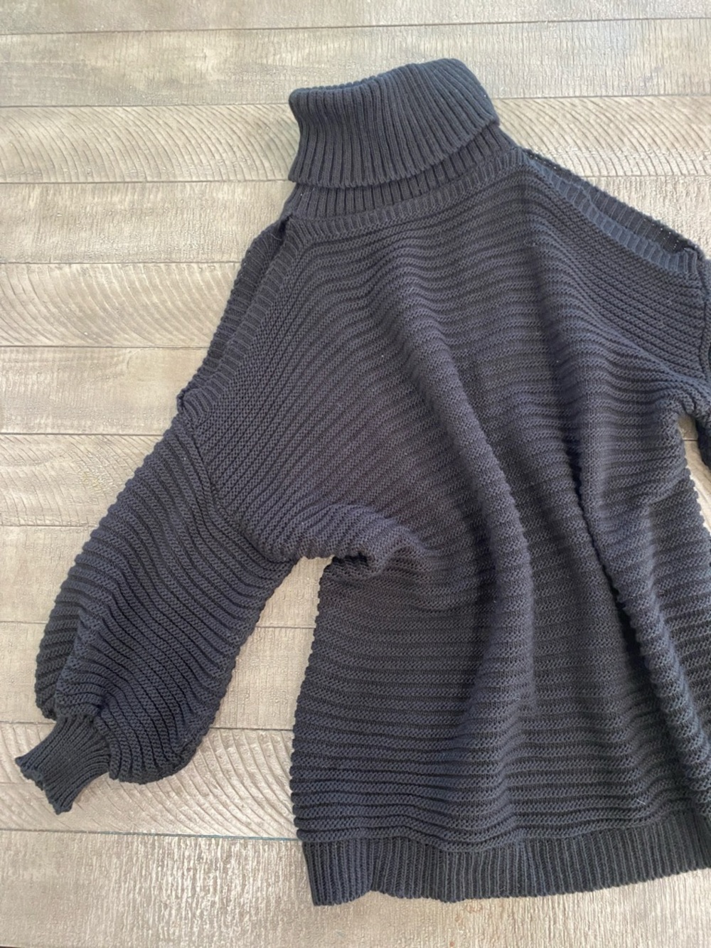 Classic Black Ribbed Turtleneck Sweater